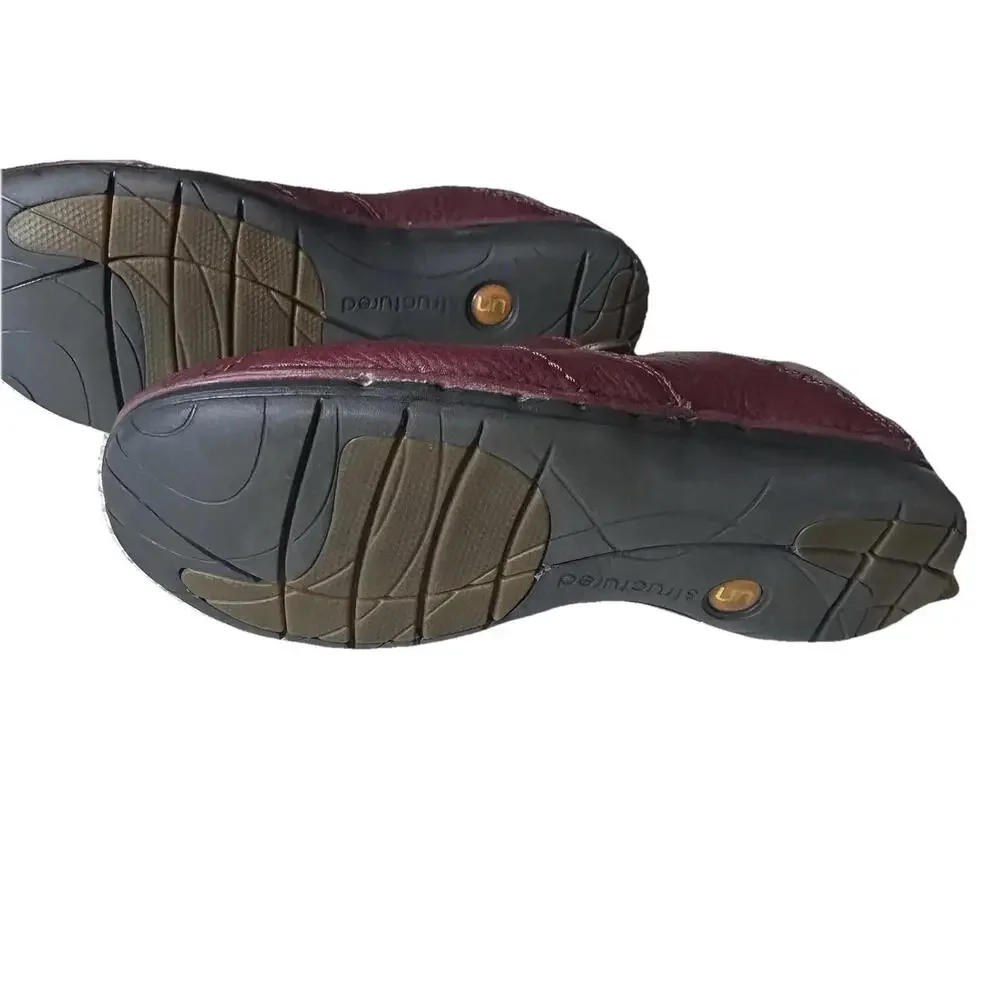 Clarks Unstructured UnLoop Red  Leather Slip On Lagenlook Comfort Sz 7.5 Womens - Picture 6 of 8